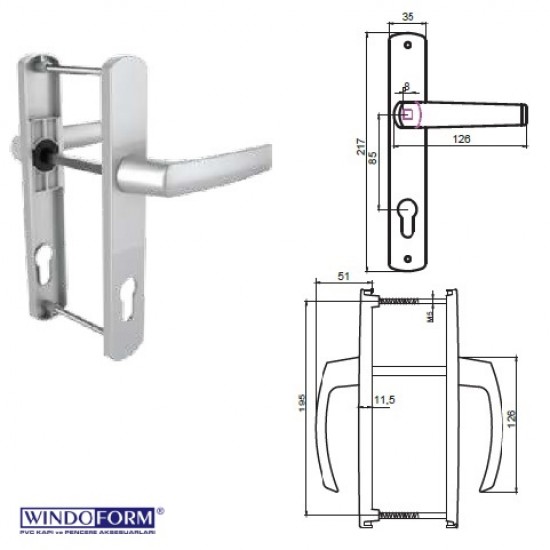 Windaform Lara  35-85 Aynalı Kapı Kolu -  Koyu Kahve*