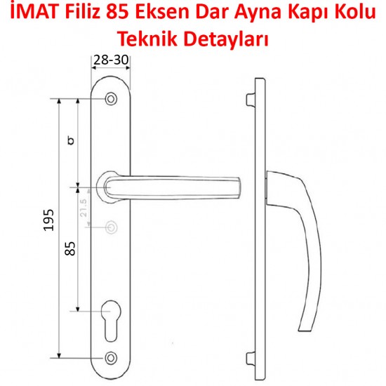 İmat Oval Filiz 35-85 Aynalı Kapı Kolu 8003 Altın Meşe