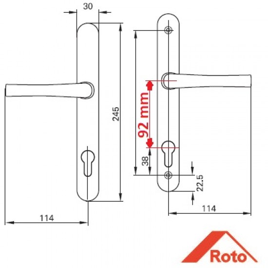 Roto RotoLine 92 Eksen Aynalı Kapı Kolu R05.5 Bronz