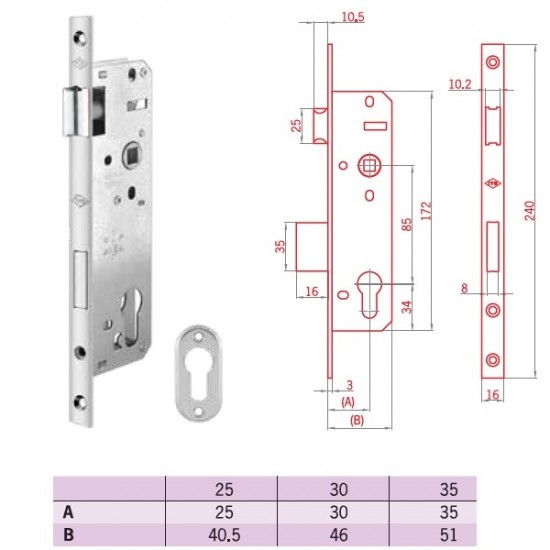 İTO PVC Doğrama için Yale Kapı Kilidi - Krom - Barelsiz ( 30 mm )