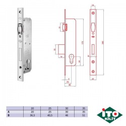 İTO Alu Doğrama Silindirli Makaralı Kilit - Dar Tip, Ekstra Uzun Sürgülü-159E/30 mm ( Barel hariç )