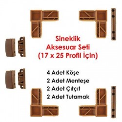 Sineklik Aksesuar Seti 17 x 25 mm Profil İçin Altın Meşe