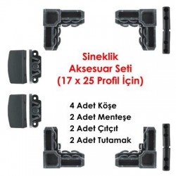 Sineklik Aksesuar Seti 17 x 25 mm Profil İçin - Antrasit Gri