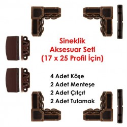 Sineklik Aksesuar Seti 17 x 25 mm Profil İçin Koyu Kahve